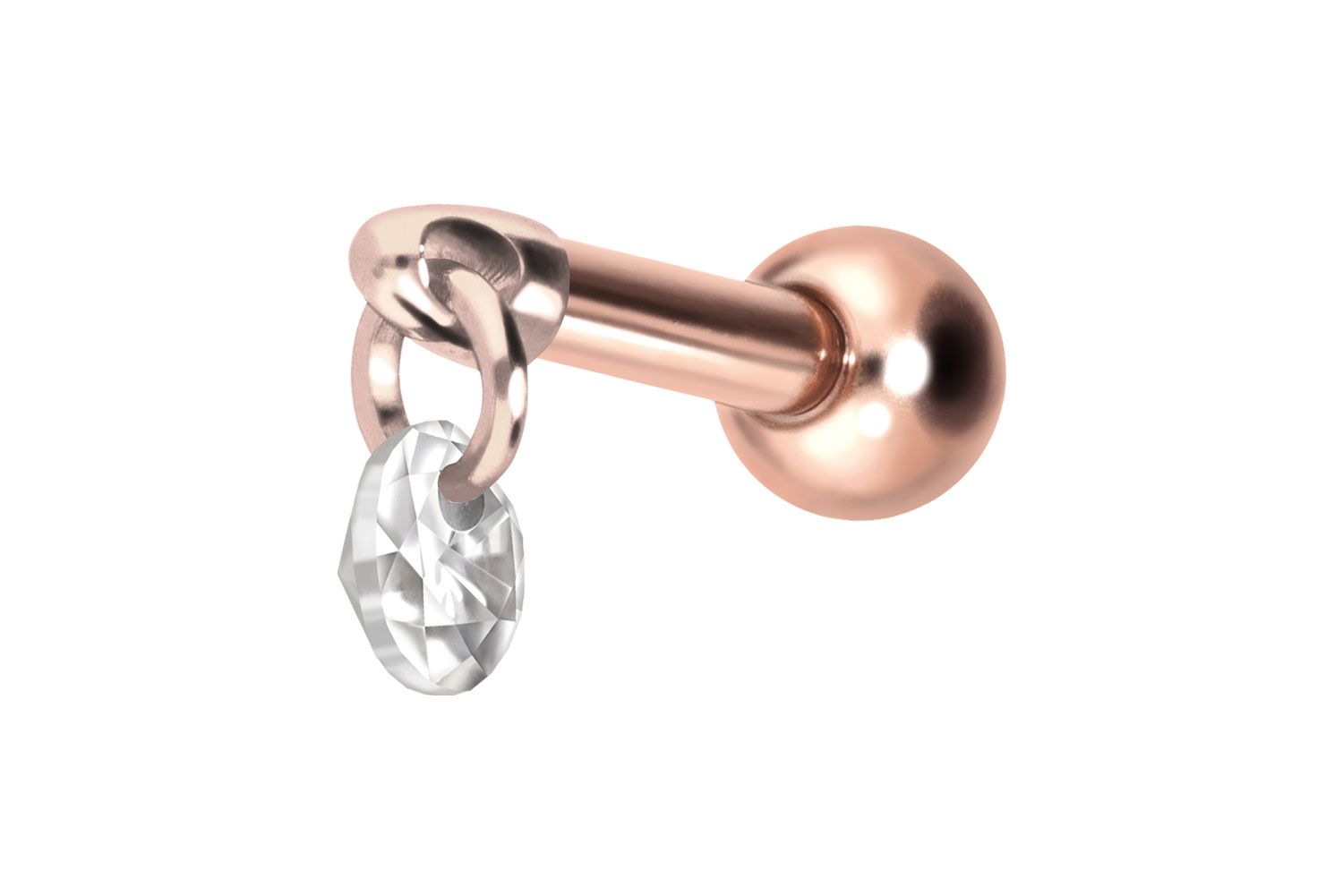 Titan Ohrpiercing mit Innengewinde RUNDER KRISTALL